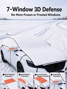 Thickened Car Windshield Snow Cover, Full Upper‑Body Coverage, All‑Weather Windproof Frost Protection, Save Morning Scraping Time, Dedicated Storage Bag Included, Black & Silver, For Large SUVs, Car Accessories, Windshield Sun Shade, Car Snow Cover - Multiple Styles - View 6