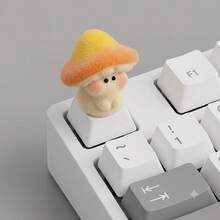 Cute Mushroom Theme Handmade Keycaps, Cute Fluffy Flocked Handmade Keycaps, Suitable For Mechanical Keyboards, Beautiful Gaming Desk Accessory, Exquisite Gift - View 10