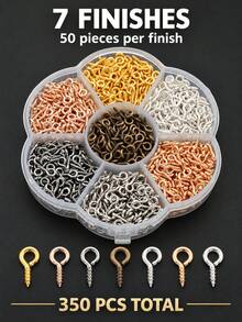 Mini Sheep Eye Pins DIY Jewelry Connector Accessories, 8mm Screw Eye Pins, 50pcs Solid Color Bag And 350pcs Seven Color Box Options, Box Set Comes With Transparent Divided Storage Box, Suitable For Necklace Pendants, Earrings, Wooden Crafts And Beaded Works - Sheep Eye Nail - View 9