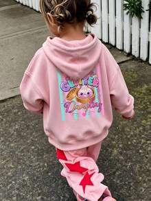 Girls Cute You're A Glitter Dumpling Graphic Sweatshirt, Sweet Long Sleeve Pullover Sweatshirt, Suitable For Autumn/Winter - Pink - View 2