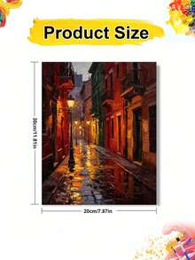 Paint By Numbers Rainy Night Scene Kit For Adults Frameless Acrylic Canvas Art, DIY Home Decor, Great Gift Idea For Birthdays, Holidays Gifts. - Sets - View 10