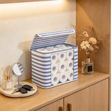 Household Bathroom Toilet Paper Storage Organizer Box, Foldable Large Capacity Tissue Basket, Multi‑Functional Paper Holder For Bathroom Sundry Arrangement - Multicolor - View 2
