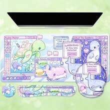 1pc Cute Kawaii Sea Creature Game UI Print Desk Mat, Decorative Makeup Mat, Nail Art Table Pad, Non-Slip Large Table Protector For Bedroom Vanity S/M/L/XL - View 9