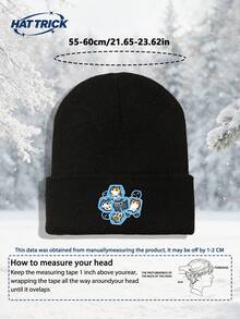 1pc Unisex Ice Cube Cat Print Knitted Beanie, Soft Warm Comfortable Minimalist Knitted Hat, Hip Hop Rapper Brimless Cap, Versatile Fashion Hat For Daily Wear, Party, Commute, Sports, Hiking, Travel - A - View 3
