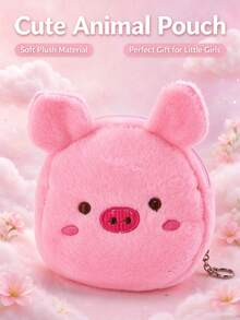 1pc Cute Pink Pig Plush Soft Fabric Portable Storage Casual Coin Purse, Suitable For Daily Use And Party Gifts - Multicolor - View 2