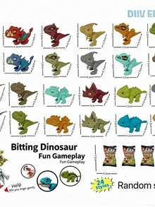 1/3/5/12pcs Dinosaur Finger Biting Doll Model, Random Dinosaur Animal Model With Biting Function, Mini Dinosaur Collection Display Doll, Interactive Novelty Doll, Desktop Decoration, Back To School, Birthday And Christmas Gift - Multicolor - View 8