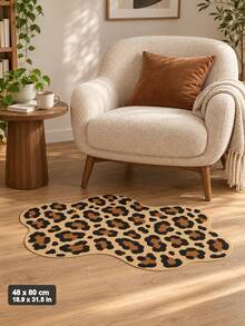 1PC Irregular Leopard Print Area Rug, Brown Animal Pattern Shaped Carpet For Living Room, Bedroom & Home Decor - Multicolor - View 3
