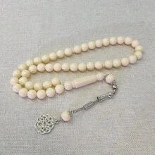 45 قطعة من خرز الصلاة الإسلامي، خرز 10 مم، قلادة فضية، سوار تسبيح إسلامي، إكسسوار ديني للتأمل - متعدد الألوان - مشاهدة 2