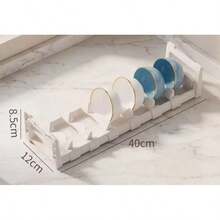 Integrated White Silent Steel Ball Slide-Out Dish Rack, Kitchen Countertop Organizer Cabinet Tableware Storage Rack, Dish Drainer Rack, Easier To Pull Out - White - View 10