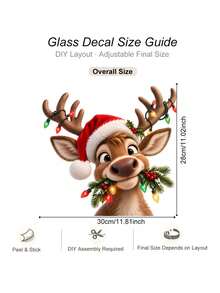 1 miếng decal tĩnh dán kính cửa sổ Giáng Sinh hình tuần lộc, hoạt hình dễ thương đội mũ Noel, nhãn dán kính tái sử dụng - phù hợp trang trí cửa sổ ngày lễ cho phòng khách, phòng ngủ tại nhà, decal tĩnh Giáng Sinh tuần lộc dễ thương với đèn màu và quả mọng đỏ, PVC, có thể tháo rời, nhãn dán trang trí kính cửa sổ - Nhiều màu - Xem 8