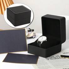 Pu Square Black Creative Watch Box With Gift Bag High Quality Wristwatch Case New Luxury Watch Box Moisture Proof Dustproof Display Organizer Case Holiday Gift Decoration Casket Initial Name 26 Letters Pattern - Black - View 4
