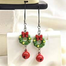 1pc/2pcs Christmas Wreath Bell Hanging Decor, Suitable For Phone Decoration. - Multicolor - View 3