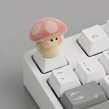 Cute Mushroom Theme Handmade Keycaps, Cute Fluffy Flocked Handmade Keycaps, Suitable For Mechanical Keyboards, Beautiful Gaming Desk Accessory, Exquisite Gift - View 12