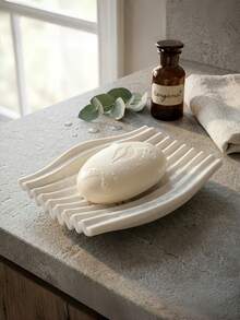 [Exquisite Gift]1pc Modern Wavy Soap Dish, Creative Geometric Soap Holder, Minimalist Bathroom Vanity Decor, Luxury Vanity Accessory, Kitchen Sponge And Scouring Pad Storage Rack, Home Decor, Elegant Birthday Or Housewarming Gift - A - View 3