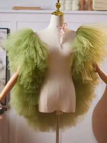 Women's Minimalist Mesh Shawl, Fashionable Wedding Dress, Versatile For Wedding, Performance, Party - Mint Green - View 2