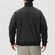Adidas Men's Windproof Casual Sports Basic Versatile Solid Color Woven Business Casual Warm Jacket - Black - View 2
