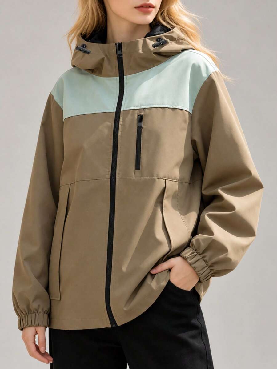 Women's Spring/Autumn Outdoor Casual Hooded Jacket - Green - View 1