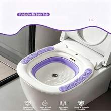 Foldable Sit-Bath Basin / One-Touch Drainage / Personal Hygiene / Toilet Cleaning Basin / Bedside Toilet Bath Basin / PP+TPR Material - Purple - View 11