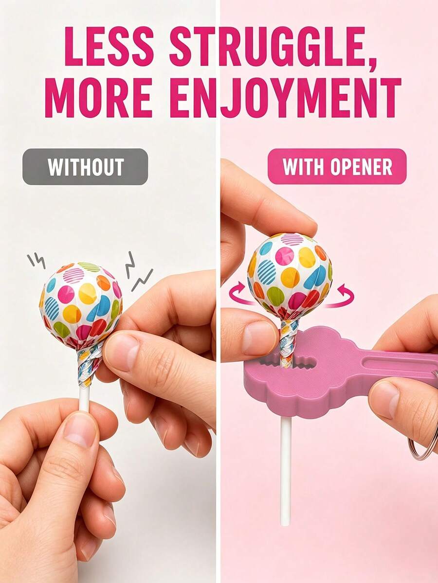 2pcs Lollipop Packaging Opener Keychain, Easy-Grip Candy Wrapper Opening Tool, Portable Key Ring Accessory, Funny Halloween Thanksgiving Christmas Party Favor, Stocking Stuffer For Kids, Birthday Gift For Women And Girls Candy Lovers