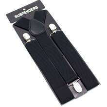 Men's Plus Size 1.37 Inch Wide Thickened Durable X-Back Suspenders Elastic Adjustable Braces With 3 Strong Clips - Multicolor - View 3