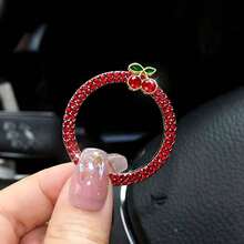 1pc Alloy Cherry Car Start Button Cover Sticker, Start Decal, Car Switch Sticker, Key Ignition Knob Shiny Ring, Car Interior Decoration - Cherry - View 10
