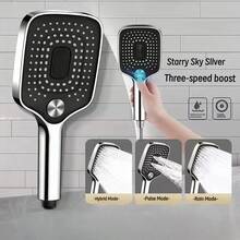 3 Spray Modes Pressurized Handheld Shower Head, Square Shower Head With On/Off Pause Button, Multi-Function Bathroom Shower Head - Spray Head - View 12