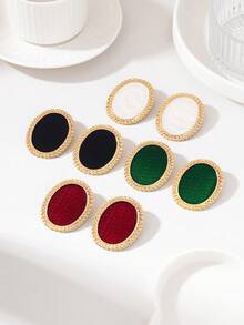1 Pair Fashion Personalized Round Oil Drop Women's Stud Earrings For Daily Wear - Round Drop Earrings - View 2