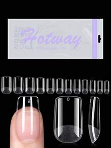 HOTWAY 120/240/360 Pieces, Short Square Ballet Fake Nail Patch, Size 12 Transparent Semi Matte Acrylic Nail Tip, DIY Wearable Nail Artificial Nail - View 9