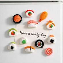 5/10/15pcs Cute Sushi Fridge Magnets, Cartoon Resin Fridge Stickers, Whiteboard And Home Decor, Fun Sushi Pattern, Kitchen Decoration, Perfect Gift For Friends And Family - Multi-color - View 2