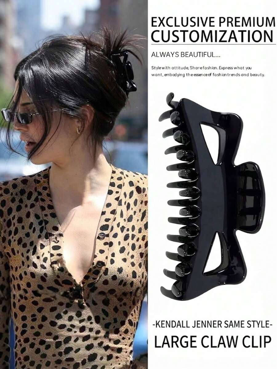 1Pc Claw Clip Back Of Head Large Hair Claw Hair Clip High Temperament Hair Additions - Black - View 1