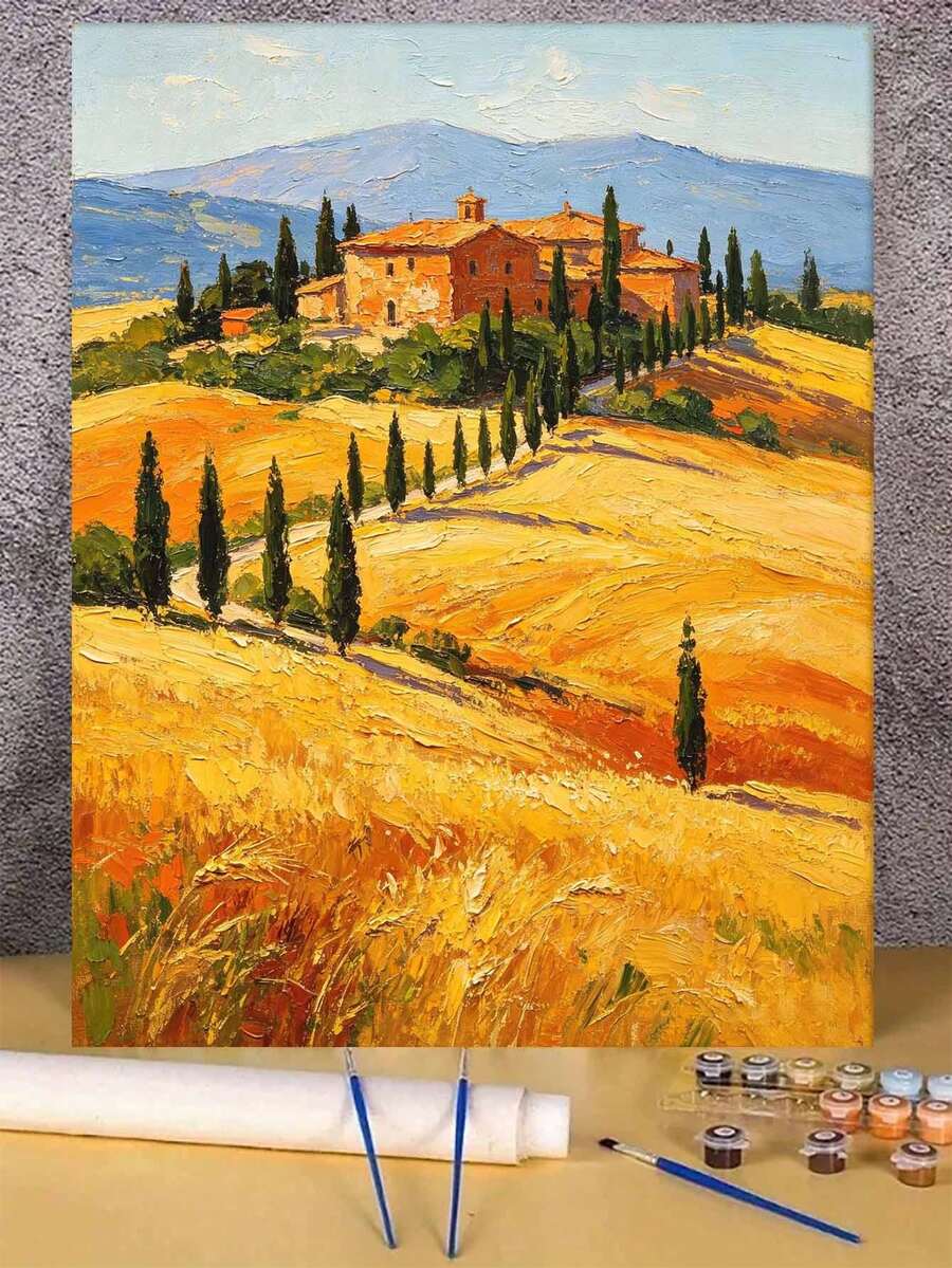 Paint By Numbers Wheat Field Theme Kit For Adults Frameless Acrylic Canvas Art, DIY Home Decor, Great Gift Idea For Birthdays, Holidays Gifts.