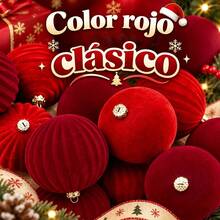 12pcs Velvet Texture Plastic Christmas Balls, 8cm Tree Hanging Ornaments, Elegant Festive Holiday Decor With Solid And Embossed Designs - 12pcs - View 6