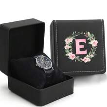 Pu Square Black Creative Watch Box With Gift Bag High Quality Wristwatch Case New Luxury Watch Box Moisture Proof Dustproof Display Organizer Case Holiday Gift Decoration Casket Initial Name 26 Letters Pattern - Black - View 26