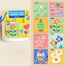1pc Erasable Pen Control Training Cards, Reusable Tracing Practice Flashcards, Early Writing Practice Cards For Boys Girls, Halloween & Christmas Holiday Gift - Multicolor - View 4