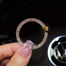 1pc Bow Crown One-Touch Start Decorative Sticker, Car Rhinestone Emblem Interior, Car Switch Button Decorative Sticker - A - View 10