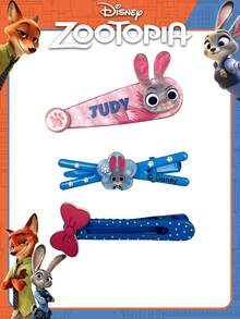 Disney Zootopia Judy Hair Clips 3pcs Set, Soft Pink & Fresh Blue Contrast Color, Rabbit Head, Paw Print & Bow Design, Cute & Playful Style, Fashionable & Versatile, Hair Accessories, Hair Clips, Y2K, Accessories, Hair, Accessories For Women, Christmas Gift - Judy Hopps - View 11