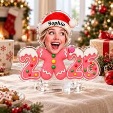 1pc Custom Santa Hat Photo Christmas Ornament 2026, Personalised Name Gingerbread Man Acrylic Stand, Holiday Keepsake Gift,Christmas Gift - Multicolor - View 11