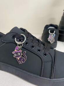 2pcs Wizard Cat Shoe Charms, Gothic Style Shoe Pendant Accessories For Boots, Bags And Keychains - DIY Footwear Decoration, - Purple - View 6