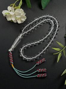1pc New Ramadan 45-Bead Handmade Woven 3-Tassel Prayer Beads Bracelet, Unisex Portable Religious Handheld Counting Tasbih, Middle East Ramadan Festival Gift - Multicolor - View 8