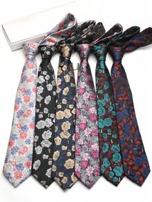 1pc Floral Hand-Painted Tie For Men And Women, Suitable For Casual Street, Daily, Party, Gift, Business - Multicolor - View 1