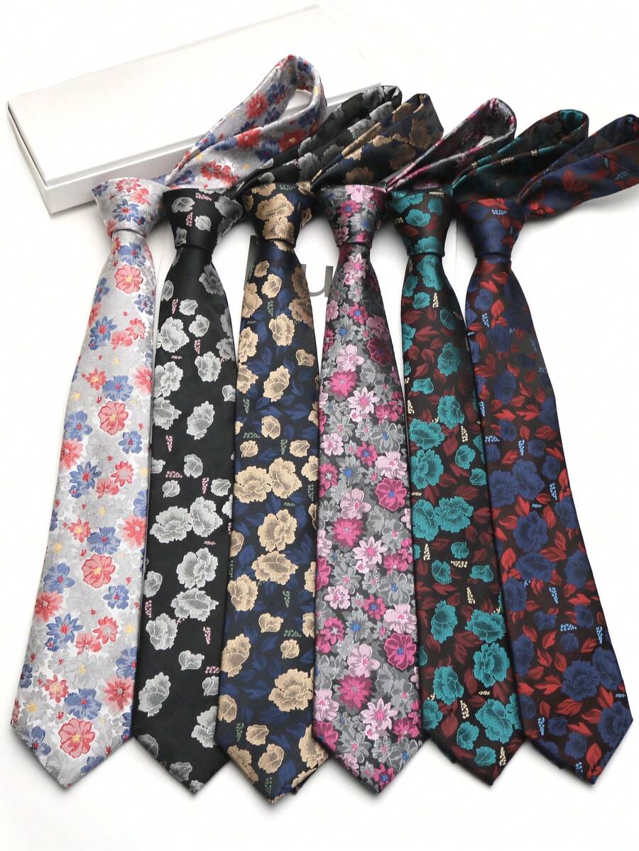 1pc Floral Hand-Painted Tie For Men And Women, Suitable For Casual Street, Daily, Party, Gift, Business - Multicolor - View 1