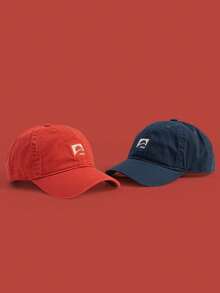 1pc Embroidered Baseball Cap, Unisex Couple Style, Solid Color Soft Top Hat, Adjustable Curved Brim - Multicolor - View 2