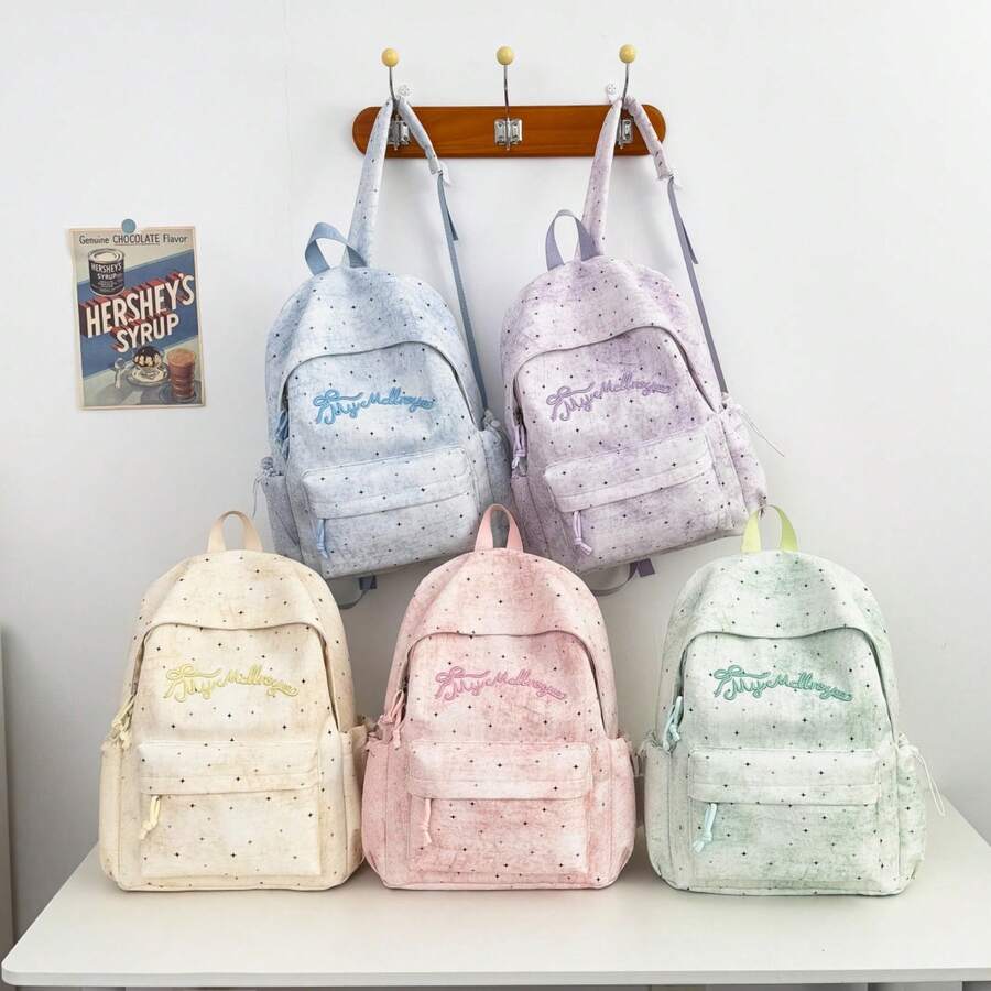 High Appearance, Fashionable And Versatile Dopamine Backpack, New Lightweight And Large Capacity, Star Patterned College Style Backpack - Multicolor - View 1