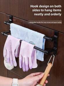 2/1pc No-Drill Towel Bar For Cabinet Door, Kitchen Cabinet Door Back Hanging Rack, Storage Rack With Hooks, Suitable For Bathroom Accessories, Kitchen Accessories, Kitchen Storage, Home Storage, Home Decor, Best Gift Choice For Friends On Christmas - Multicolor - View 6