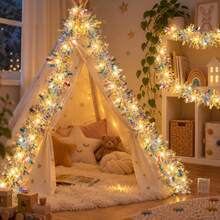 1 Pc 5m 50 LED Copper Wire Christmas Color Tinsel Garland String Light Battery Powered DIY Hanging Lamp Suitable For Bedroom Xmas Tree Holiday Fireplace Handle Bar Christmas Party Wedding Birthday Decor - RGB LED Strip Light - View 2