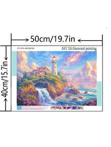 1件 DIY 鑽石貼畫刺繡風景流水燈塔家居裝飾 全鑽 30*40cm/40x50cm - 套裝 - 查看 10