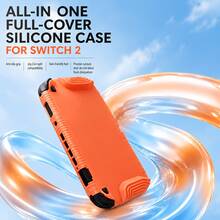 Compatible With Switch 2 Game Console One-Piece Silicone Protective Case, Soft Anti-Slip Shock-Absorbing Anti-Drop Cover, Reinforced Four Corners For Shock Absorption, Ergonomic Grip Design, Precise Cutouts For Charging Port And Ventilation Holes, Supports Joy-Con Detachment, Black Orange Blue Optional, Portable Durable Game Console Protective Accessory - View 8