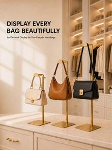 1/2/3pcs Adjustable Stainless Steel Handbag Display Rack, Titanium Gold Matte Finish, Suitable For Home Bedroom Boutique Store Mall Hanging Storage Of Bags, Hats, Jewelry - Gold - View 4