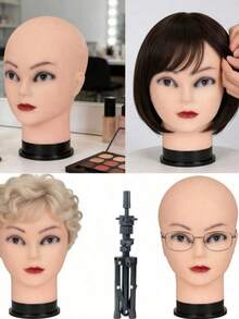 (Hanya Dudukan) Dudukan Wig Tripod yang Dapat Diatur, Desain Gaya Rambut untuk Pembuatan Wig, Tanpa Kepala Latihan, Topi Wig dengan Pin Besar Berbentuk T, Klip dan Aksesoris, Aksesoris Wig - View 8