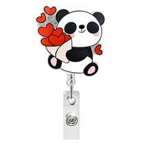 1pc Valentine's Day Acrylic Cute Panda Retractable Badge Reel Gift Rotating Badge Clip - Multicolor - View 16